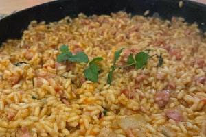 risotto de linguiça